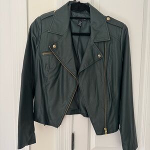 Women's Deep Green Faux Leather Jacket size M by INC
